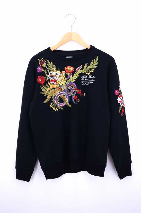 ZARA（ザラ） タイガー＆スネーク刺繍 コットンクルーネックスウェット レディース トップス