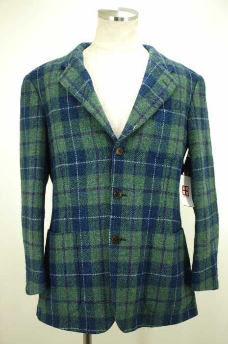 Harris Tweed (ハリスツイード) チェック柄 3Bウールテーラードジャケット メンズ アウター