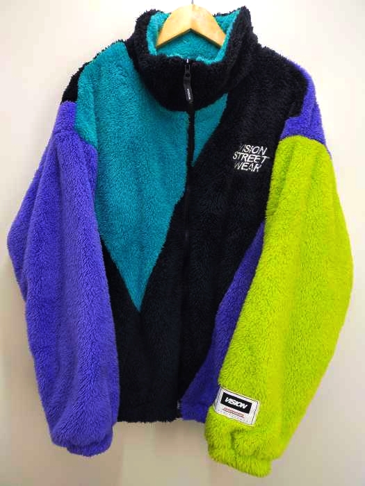 VISION STREET WEAR（ヴィジョンストリートウェア） Vマーク切替ボアフリースジャケット メンズ アウター