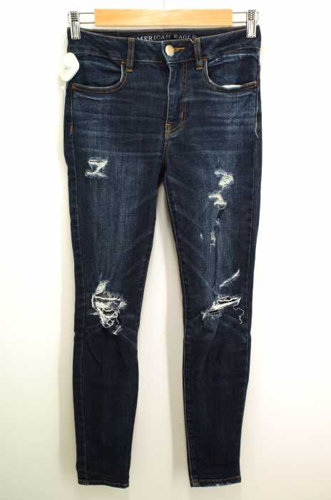 AMERICAN EAGLE OUTFITTERS （アメリカンイーグルアウトフィッターズ） HI RISE JEGGING クラッシュ加工ストレッチスキニーデニムパンツ レディース パンツ