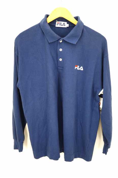 FILA （フィラ） ワンポイントロゴ刺繍ビッグシルエットロングスリーブポロシャツ メンズ トップス