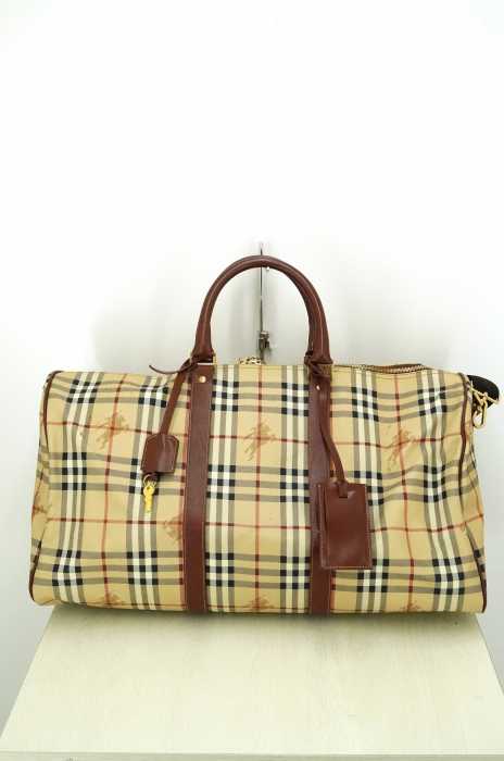BURBERRY LONDON（バーバリーロンドン） ノバチェック柄 モノグラムプリント PVC×レザー ボストンバッグ レディース バッグ