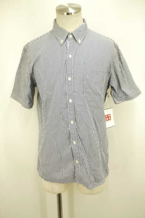 BEAMS (ビームス) ストライプ柄ショートスリーブボタンダウンシャツ メンズ トップス