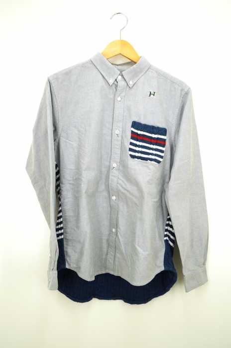 HBNS(ハバノス) KNIT BORDER OXFPRD B.D SHIRTS ニットボーダーオックスフォードB.Dシャツ メンズ パンツ