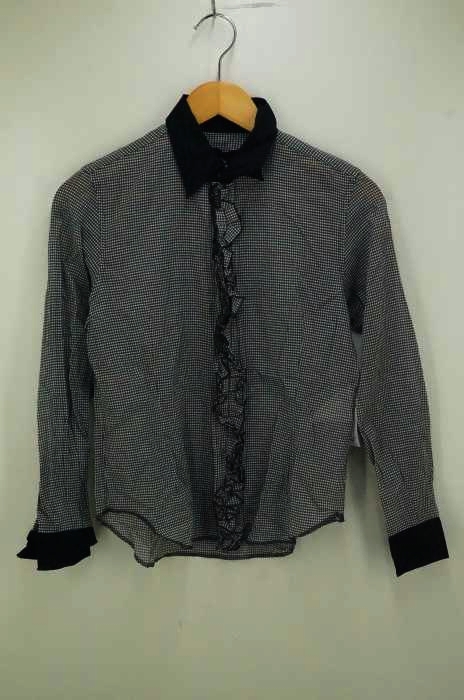 tricot COMME des GARCONS（トリココムデギャルソン） AD2009 ギンガムチェック フロントフリル シースルーブラウス レディース トップス
