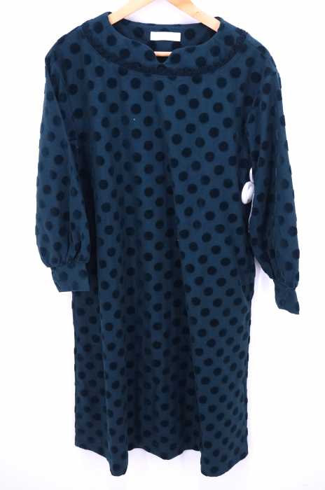 PINK HOUSE（ピンクハウス） 18AW ポルカドット柄 フロッキープリント レース装飾フレアワンピース レディース ワンピース