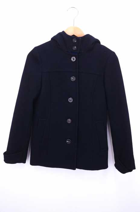 BURBERRY BLUE LABEL（バーバリーブルーレーベル） 裏地ボーダー柄 ウールフーデッドコート レディース アウター