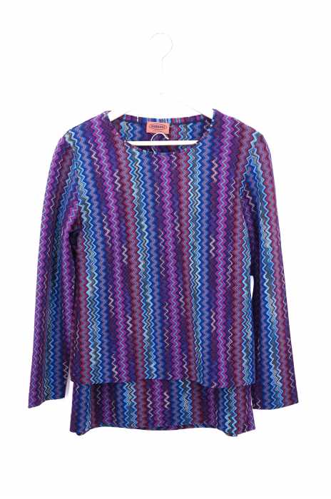 MISSONI（ミッソーニ） 幾何学模様プリント クルーネックニットカットソー × ニットタイトスカート レディース セットアップ