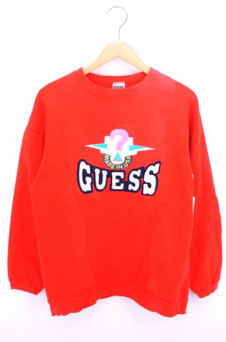 GUESS(ゲス) 90S USA製 フロントプリント フェルトワッペン スウェット メンズ トップス