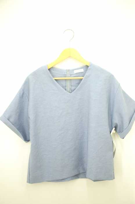 BEAUTY & YOUTH UNITED ARROWS (ビューティーアンドユースユナイテッドアローズ) リネンタッチバックジップ Vネックショートスリーブ レディース トップス