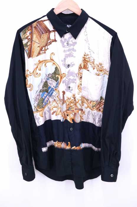 BLACK COMME des GARCONS （ブラックコムデギャルソン） AD2013 13AW レトロスカーフ切替コットンボタンシャツ メンズ トップス