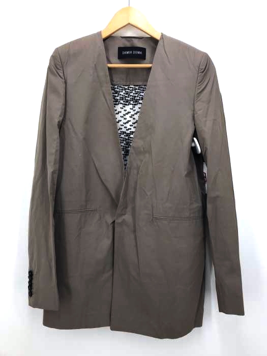 DAMIR DOMA（ダミールドーマ） シルク総柄プリント ノーカラージャケット メンズ アウター