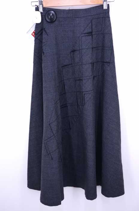 tricot COMME des GARCONS （トリココムデギャルソン） 90s AD1997 97AW ほつれ加工 アーガイルチェック刺繍 螺旋切替 ウールフレアスカート レディース スカート