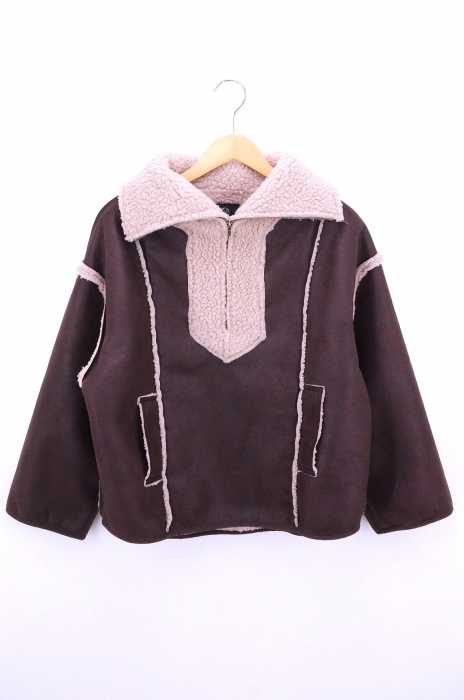 w closet (ダブルクローゼット) ハーフZIPエコレザープルオーバー レディース アウター
