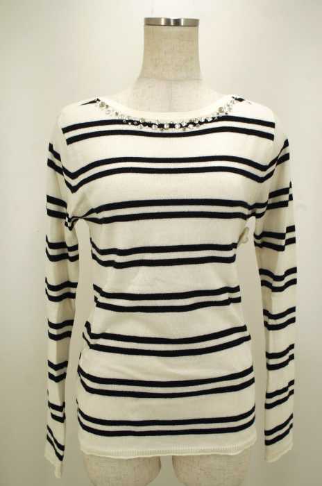AZUL by moussy (アズールバイマウジー) FCTボートネックビジュー長袖プルオーバーセーター レディース トップス