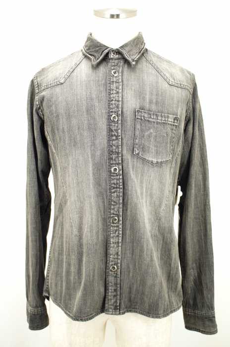 291295=HOMME (291295オム) 襟ワイヤー入デニムボタンシャツ メンズ トップス
