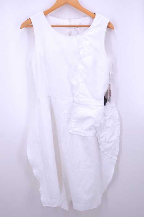 COMME des GARCONS (コムデギャルソン) AD2009 10AW カットオフ加工 ポリ縮 ドッキングデザインノースリーブワンピース レディース ワンピース