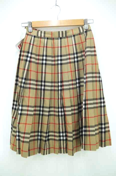 BURBERRYS プリーツスカート 160A チェック ウール Burberry's(バーバリーズ) チェック柄プリーツスカート グリーン
