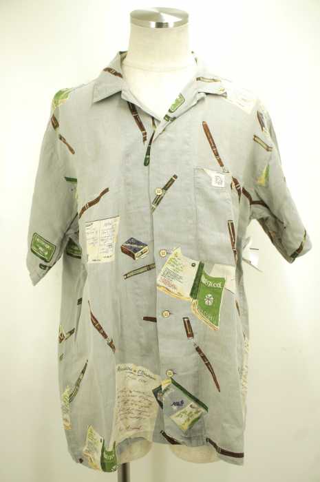 Papas パパス 総柄 オープンカラー リネン メンズ トップス ブランド古着買取販売バズストア