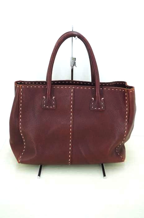 genten(ゲンテン) レザー白ステッチハンドバック レディース バッグ