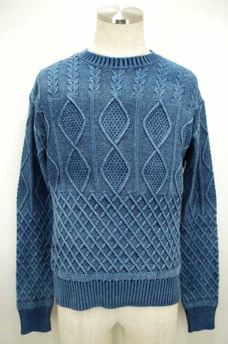 SEVESKIG （セヴシグ） 16AW ROPE DYED ALAN インディゴケーブルニットセーター メンズ トップス
