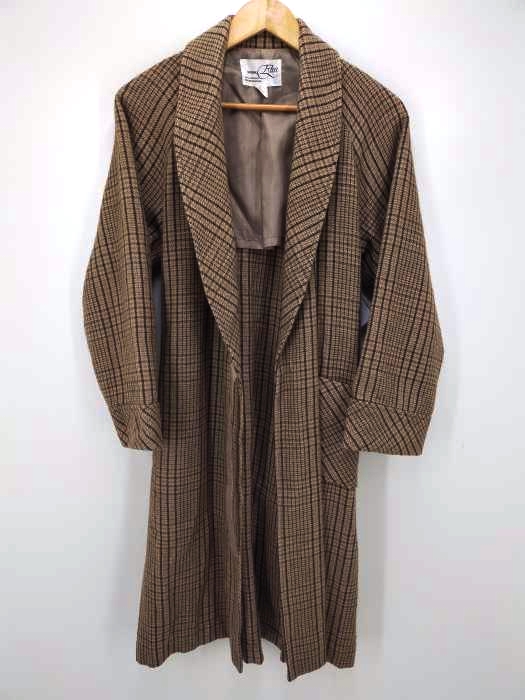 USED古着（ユーズドフルギ） ショールカラー ウールチェックガウンコート レディース アウター