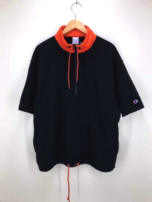 Champion(チャンピオン) 別注 ハーフジップ 半袖 スウェット オーバーサイズ プルオーバー メンズ トップス