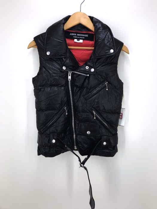 JUNYA WATANABE COMME des GARCONS（ジュンヤワタナベコムデギャルソン） AD2011 フェイクレザー切替ライダースダウンベスト メンズ トップス