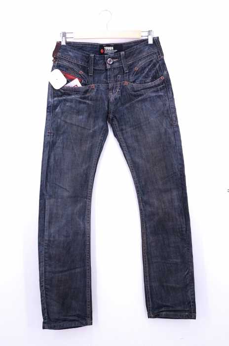 TOUGH Jeansmith() THE MIRAGE OF GLORY GRESSON エイジング加工 ナイロンキャンバスパッチ ストレートデニム メンズ パンツ