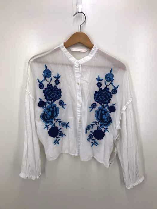 ZARA trafaluc（ザラトラファルック） バンドカラー刺繍シャツ レディース トップス