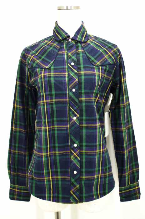 BEAMS BOY （ビームスボーイ） ラウンドカラーパイピングチェックウエスタンシャツ レディース トップス