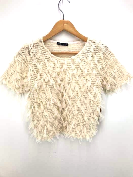 ZARA（ザラ） レース装飾 シースルー 半袖ブラウス レディース トップス