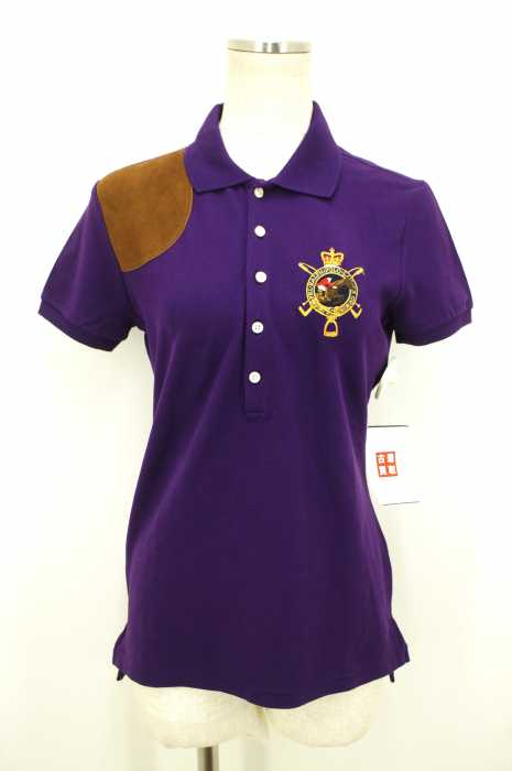 POLO RALPH LAUREN (ポロラルフローレン) 刺繍スウェードドッキングポロシャツ レディース トップス