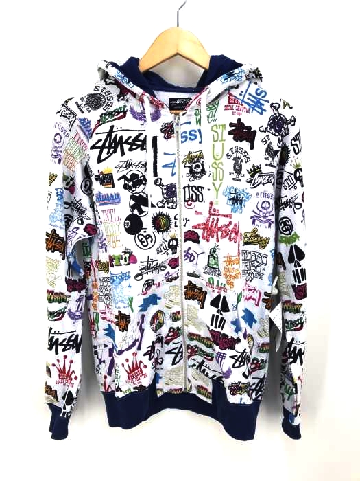 Stussy(ステューシー) 総柄ロゴプリント ジップアップフーディ メンズ トップス