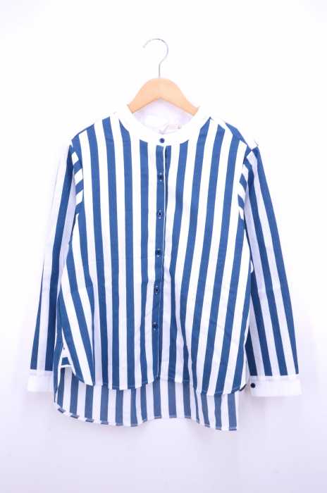 fillil（フィリル） バンドカラー ストライプシャツブラウス レディース トップス