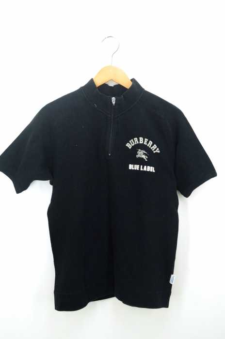 BURBERRY BLUE LABEL（バーバリーブルーレーベル） ロゴプリント ハーフジップS/Sモックネックプルオーバー メンズ トップス