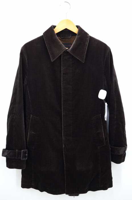 MORGAN HOMME(モルガンオム) チェック柄ベロアバルカラーコート メンズ アウター