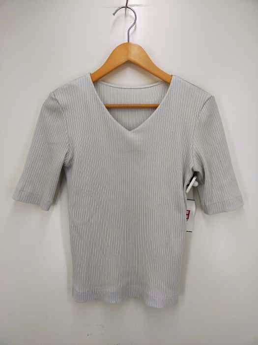 UNITED ARROWS green label relaxing（ユナイテッドアローズグリーンレーベルリラクシング） ワイドリブテレコ Vネック 5分袖 カットソー レディース トップス
