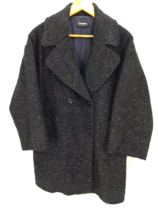 DIESEL（ディーゼル） Coat kids Diesel メタリックヤーンダブルコート レディース アウター