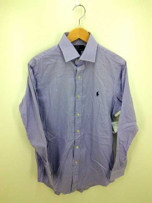 Polo by RALPH LAUREN （ポロバイラルフローレン） CUSTOM FIT DRESS SHIRT ストライプワンポイント刺繍シャツ メンズ トップス