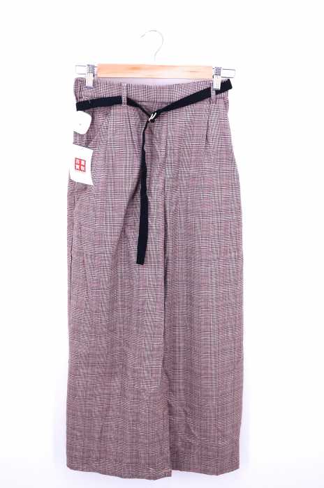 ViS （ビス） 17SS ベルト付き グレンチェック ワイドパンツ レディース パンツ