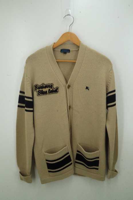 BURBERRY BLUE LABEL（バーバリーブルーレーベル） ロゴワッペン装飾 ボーダープリントカーディガン メンズ トップス