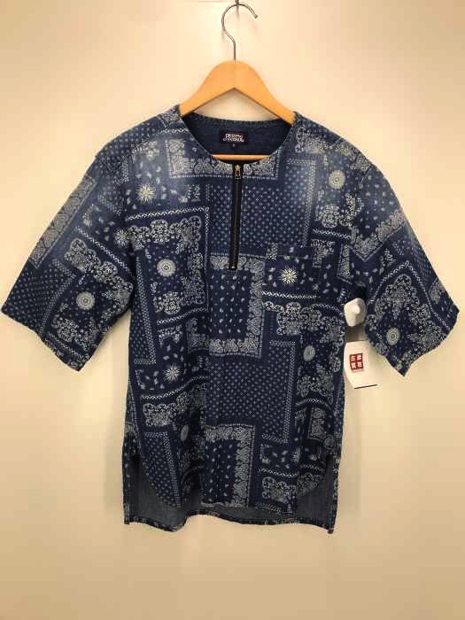 Purple & Yellow（パープルアンドイエロー） デニムペイズリーハーフジップTシャツ メンズ トップス