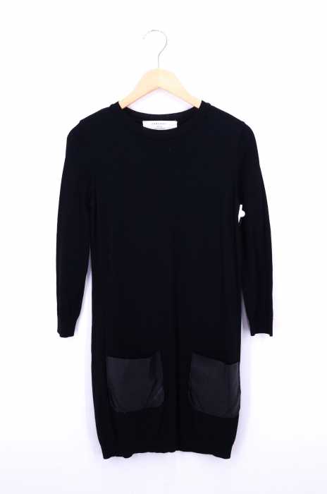 ZARA KNIT（ザラニット） フェイクレザーポケット ニットワンピース レディース ワンピース