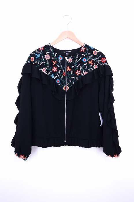 ZARA TRF （ザラティーアールエフ） 花柄刺繍デザインジップアップブラウス レディース トップス