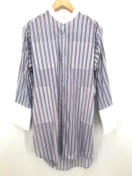 RITO（リト） LONG SHIRT WITH STAND UP COLLER スタンドカラーストライプロングシャツ レディース ワンピース
