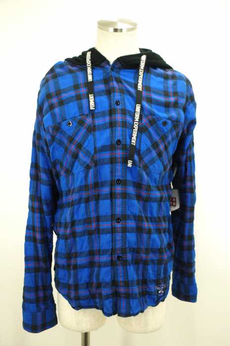 uniform experiment （ユニフォームエクスペリメント） 16SS HOODED WRINKLED CHECK SHIRT　チェックシャツ メンズ トップス