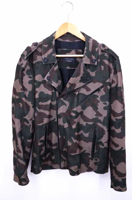 ZARA MAN （ザラマン） カモ柄 起毛 ライダース ジャケット メンズ アウター