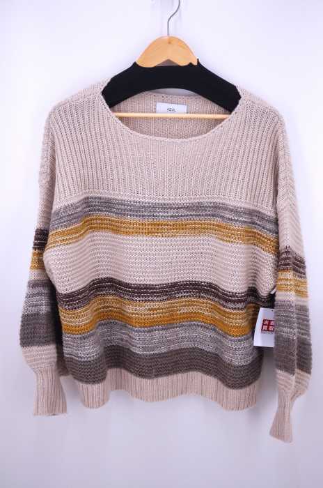 AZUL by moussy （アズールバイマウジー） 18AW Mixyarnマルチボーダープルオーバー レディース トップス