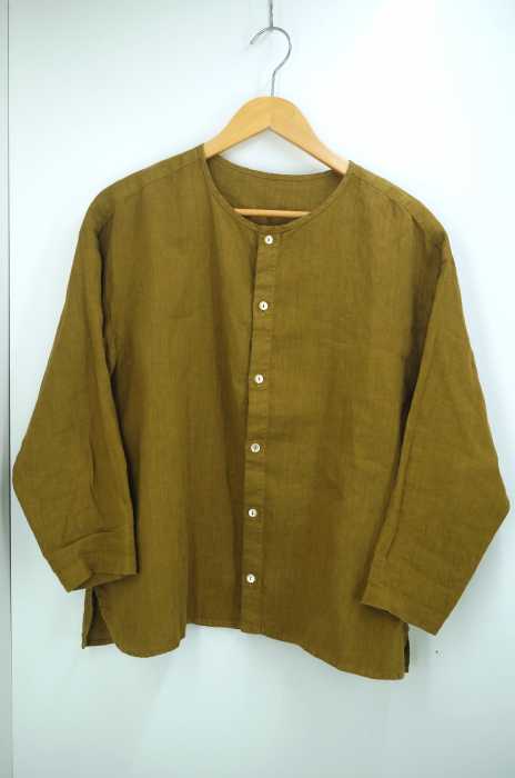 bisque by nest robe（ビスクバイネストローブ） ワイドシルエットリネンノーカラーシャツ レディース トップス